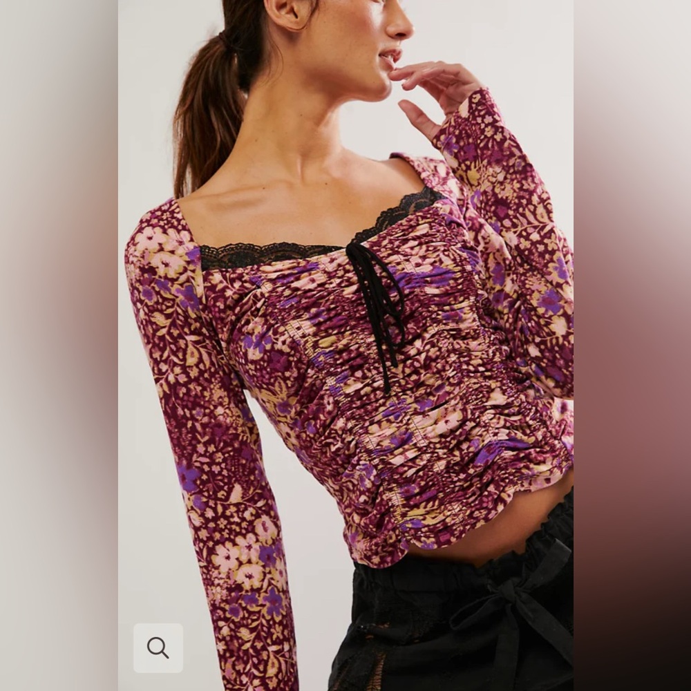 NWT Free People Layer It On Me Top in Color: Red Combo